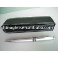 promoção caneta conjunto caixa de couro do plutônio com caneta de metal